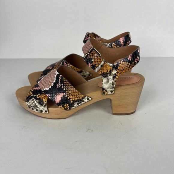 Madewell The Johanna Crisscross Sandal Snake Embossed Leather Sz 7.5 - Picture 10 of 11